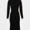 Anna Field Rollkragen Ripp Mini Strickkleid Mit Gürtel - Robe Pull - Black
