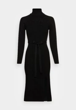 Anna Field Rollkragen Ripp Mini Strickkleid Mit Gürtel - Robe Pull - Black