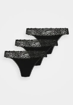 Anna Field 3Pp Margaret Cotton & Lace Thong - String - Black -Anna Field 4897e76adea44abf9e99888d6c2e8974