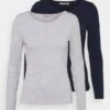 Anna Field 2 Pack - T-Shirt À Manches Longues - Dark Blue/Mottled Light Grey -Anna Field 8424e9f3c7da440d98b8ee587b4d1273