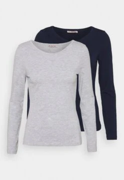 Anna Field 2 Pack - T-Shirt À Manches Longues - Dark Blue/Mottled Light Grey