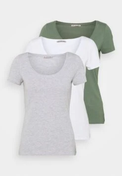 Anna Field 3 Pack - T-Shirt Basique - White/Mottled Light Grey/Light Green -Anna Field b8cbca3d6ca846908581ba95a1a19db1