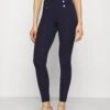 Anna Field Punto Leggings With Button Detail - Legging - Dark Blue -Anna Field d182d2cbcbbe4c5b83fdeecb32c3b762