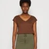 Anna Field T-Shirt Basique - Dark Brown -Anna Field f581e62bb467472a8f04d1b89258d7bd